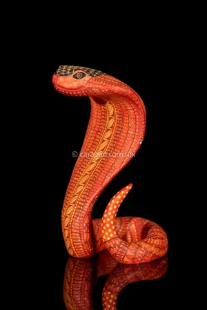 Orange Cobra Mexican Wood Carving Alebrije