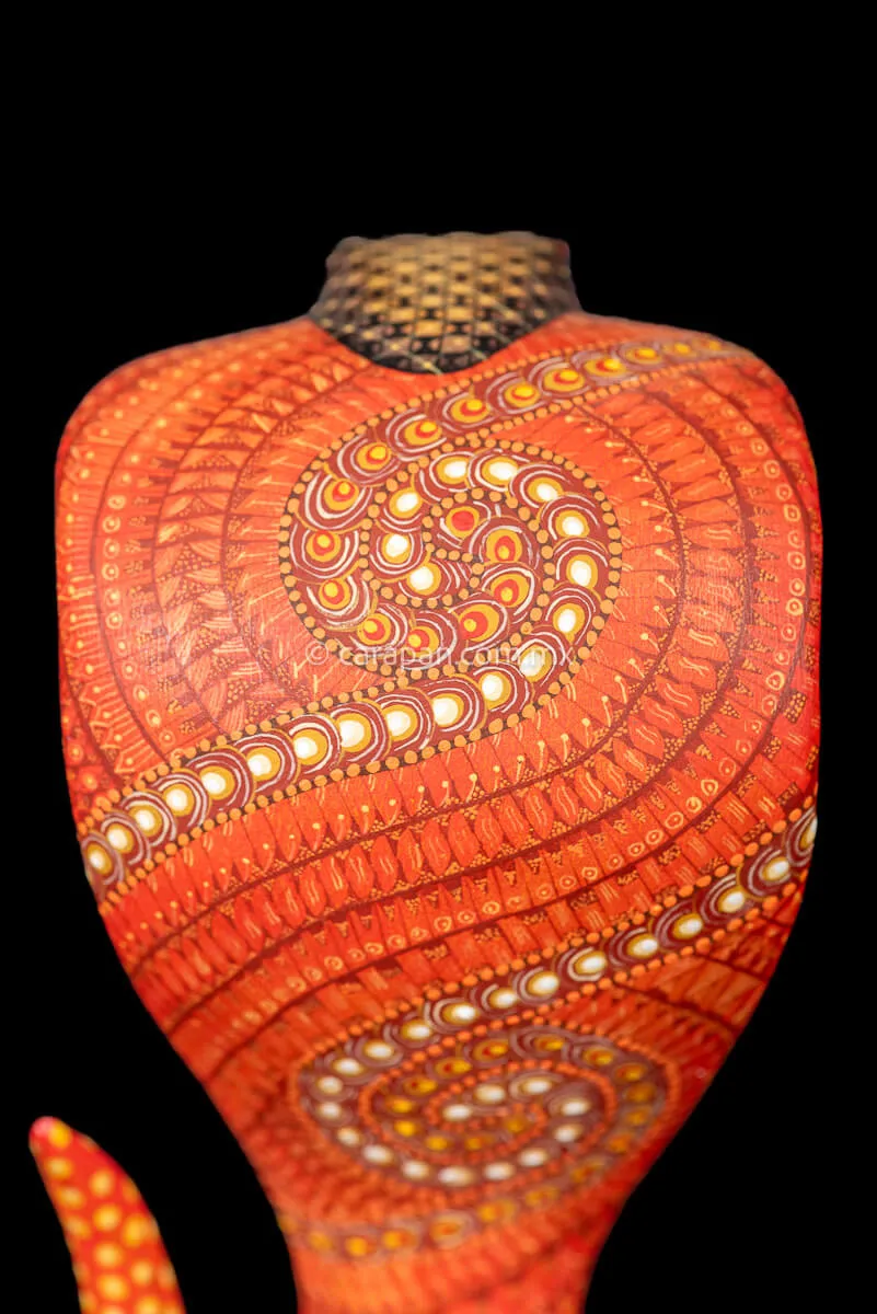 Orange Cobra Mexican Wood Carving Alebrije