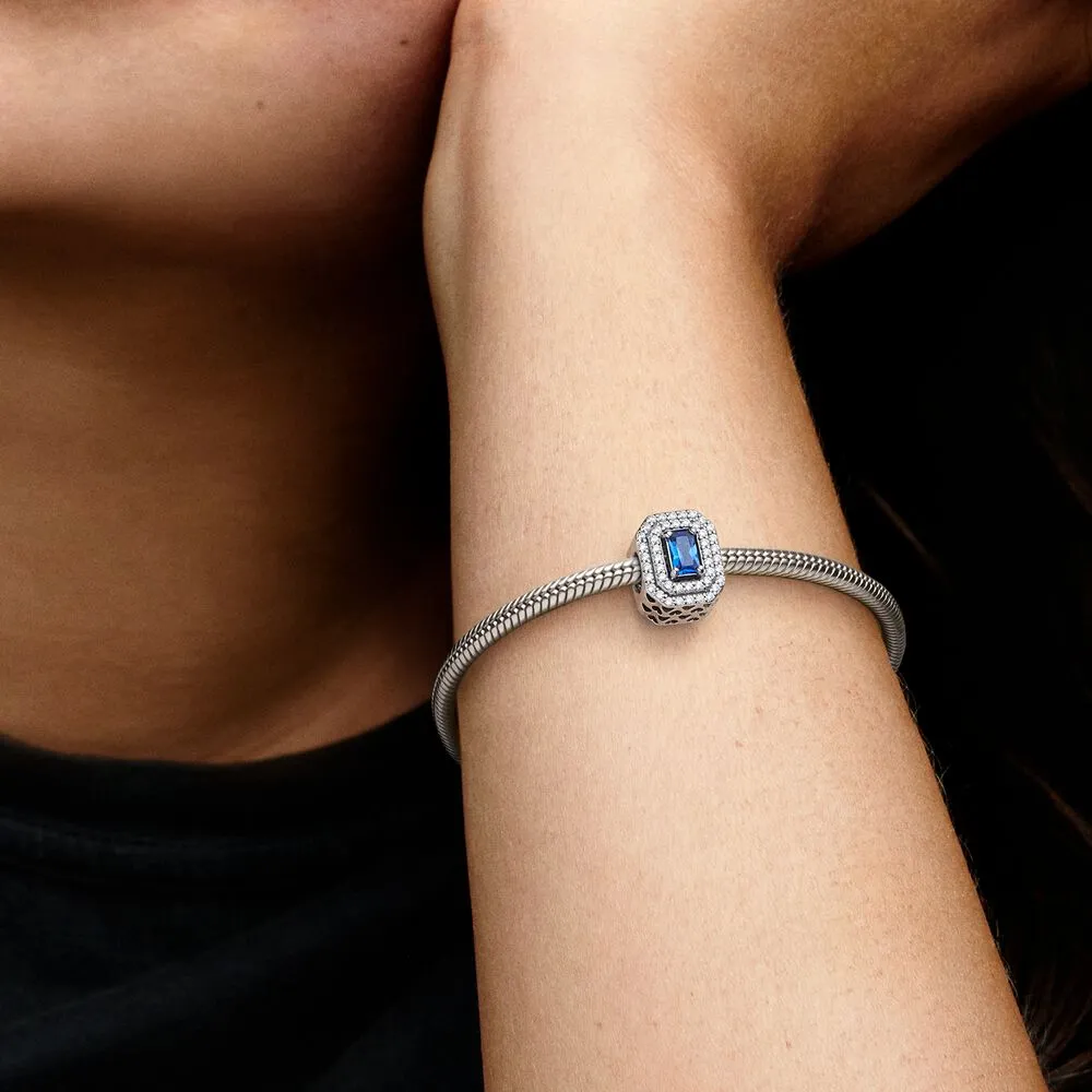 Pandora Blue Sparkling Levelled Rectangular Charm