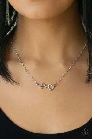 Paparazzi - HEARTBEAT Street - White Rhinestone Necklace -