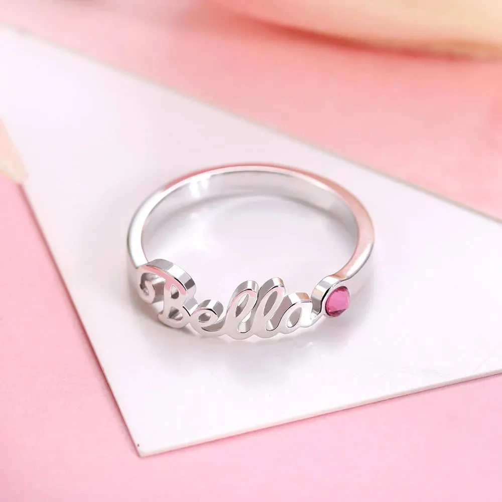 Personalized Name Birthstone Ring / 1-4 Names