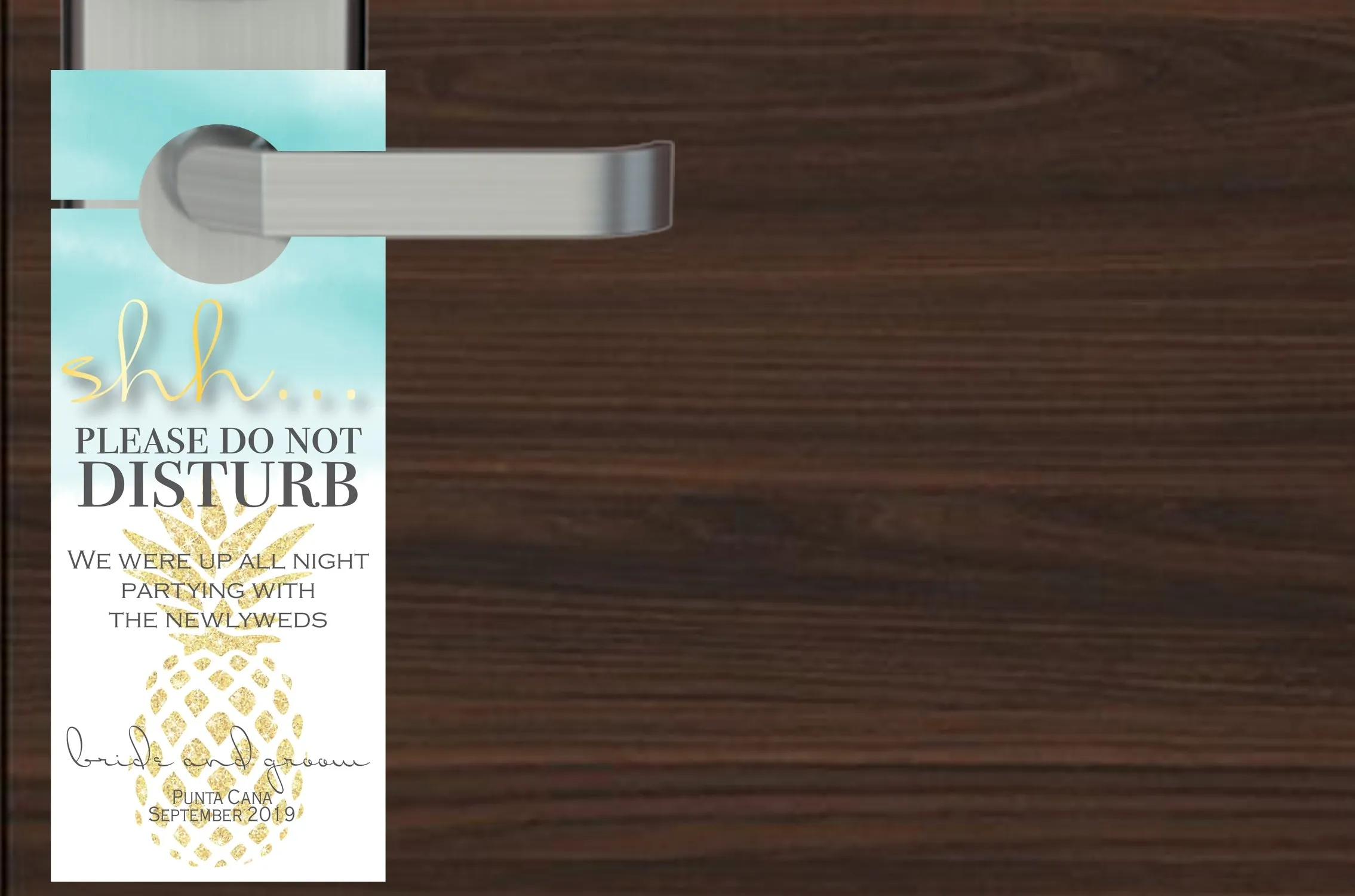 Personalized Wedding Door Hangers - Pineapple