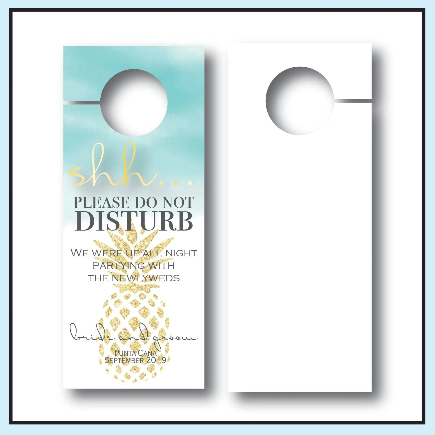 Personalized Wedding Door Hangers - Pineapple