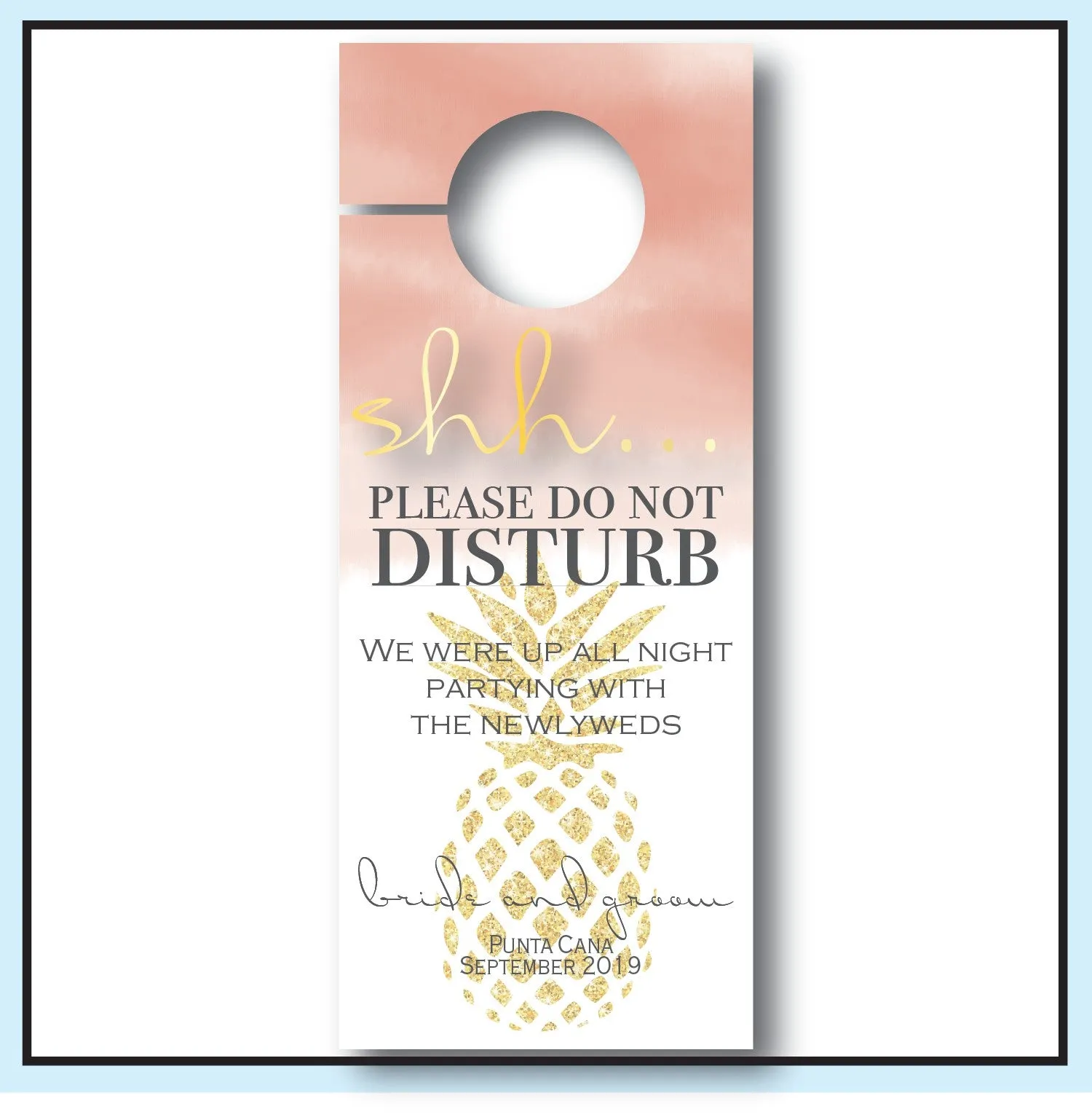 Personalized Wedding Door Hangers - Pineapple