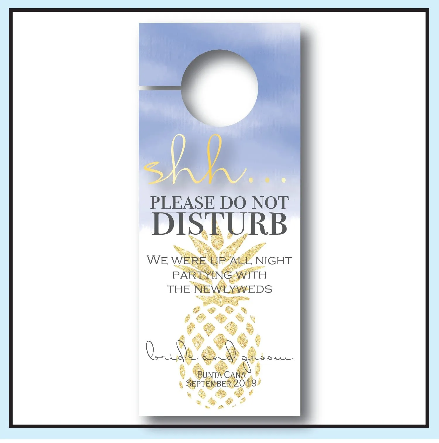 Personalized Wedding Door Hangers - Pineapple