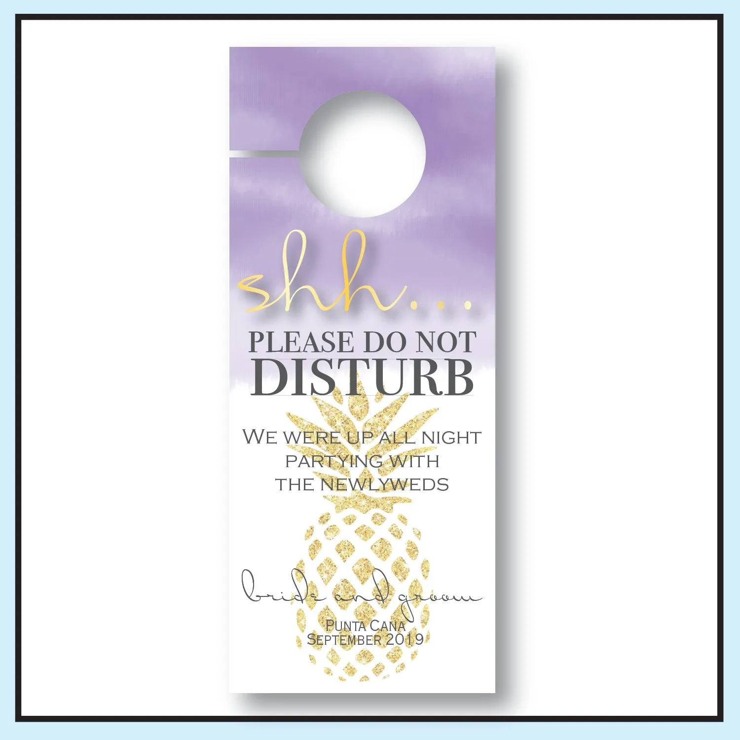 Personalized Wedding Door Hangers - Pineapple