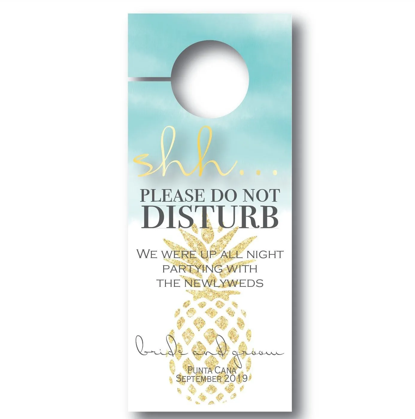 Personalized Wedding Door Hangers - Pineapple