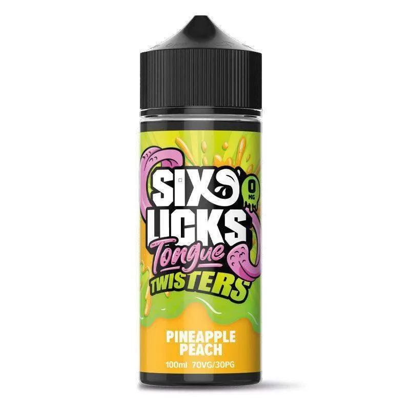 PINEAPPLE PEACH - 100ML SHORT FILL E-LIQUID BY SIX LICKS TONGUE TWISTERS