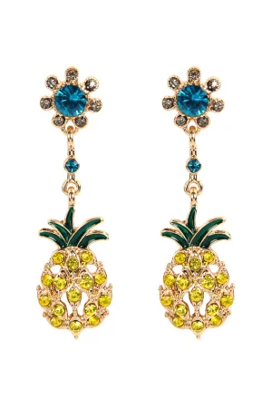 PINEAPPLE RHINESTONE DANGLE EARRINGS