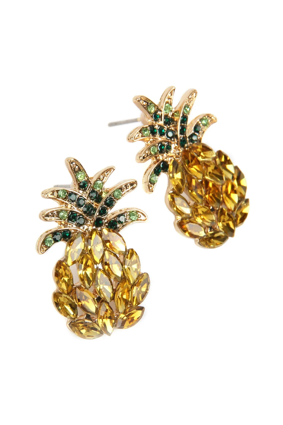 PINEAPPLE RHINESTONE POST EARRINGS