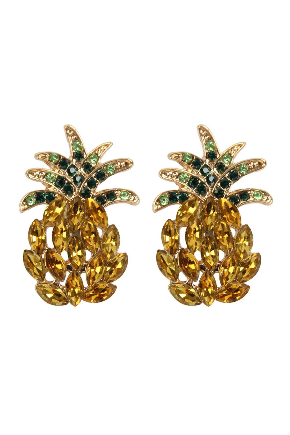 PINEAPPLE RHINESTONE POST EARRINGS