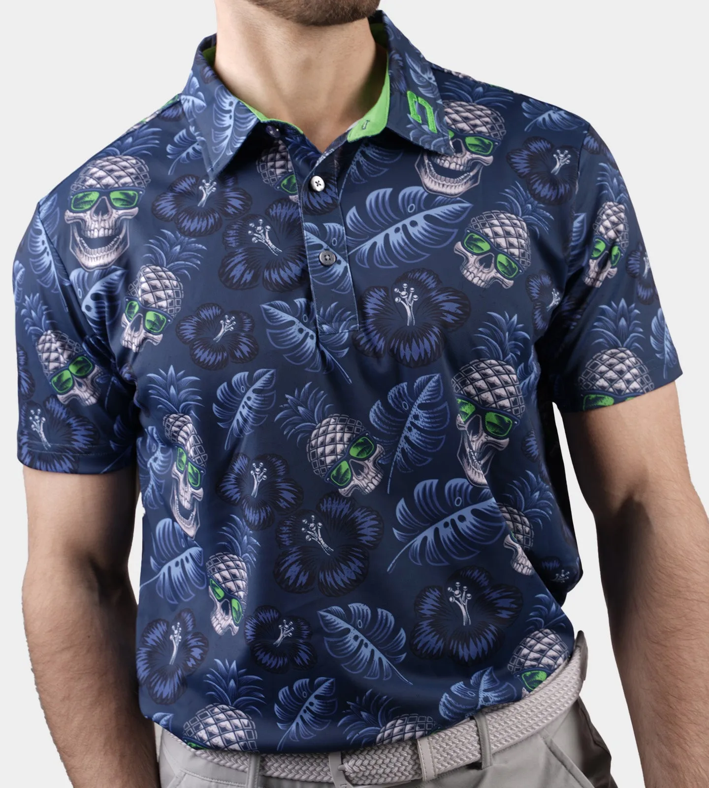 PINEAPPLE SKULLZ POLO - NAVY / LIME