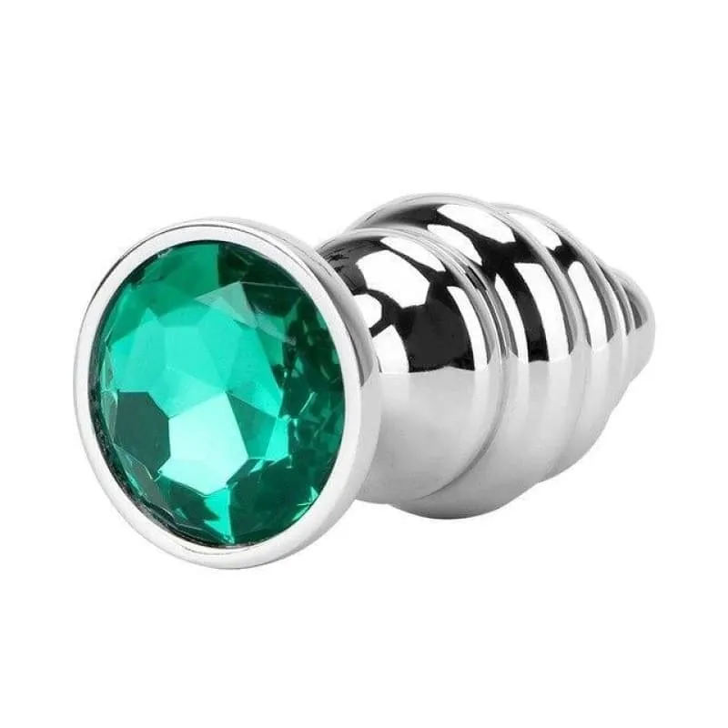 Plug Anal Diamant en Métal Spiral Vert