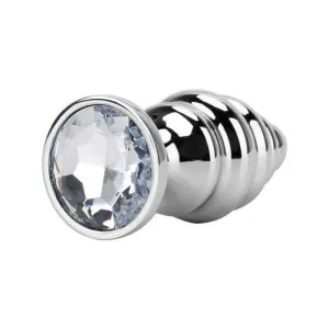 Plug Anal Diamant Métal Spiral Blanc