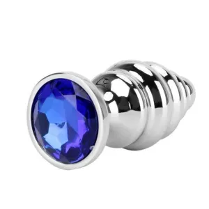 Plug Anal Diamant Métal Spiral Bleu