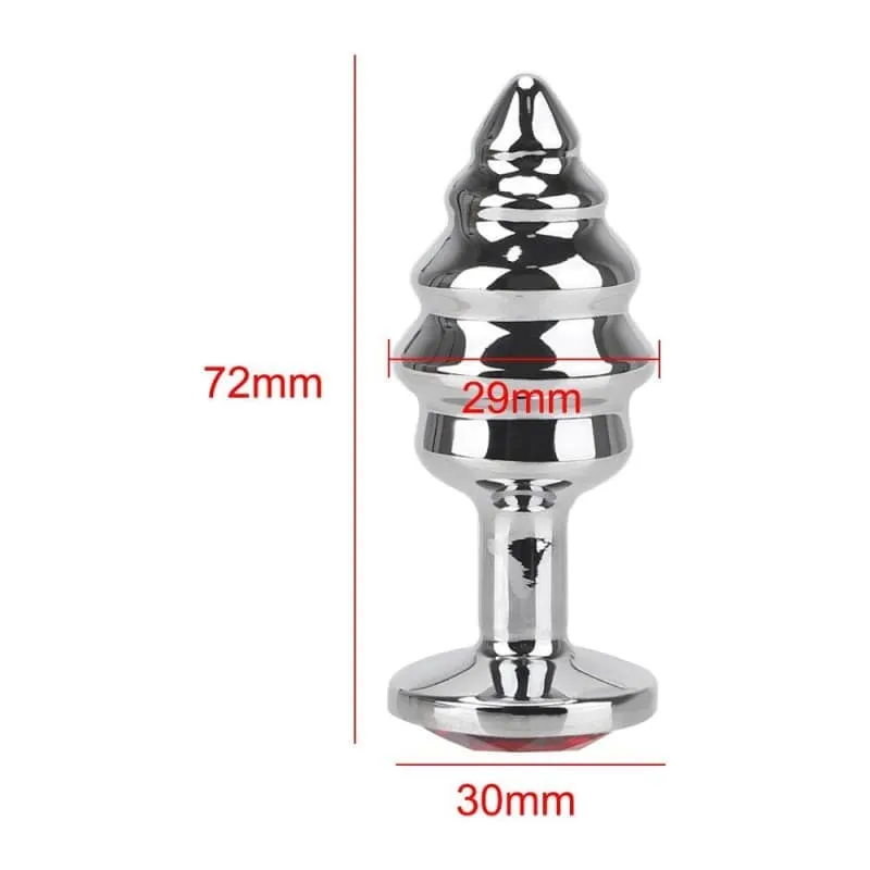 Plug Anal Diamant Métal Spiral Red