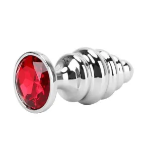 Plug Anal Diamant Métal Spiral Rouge