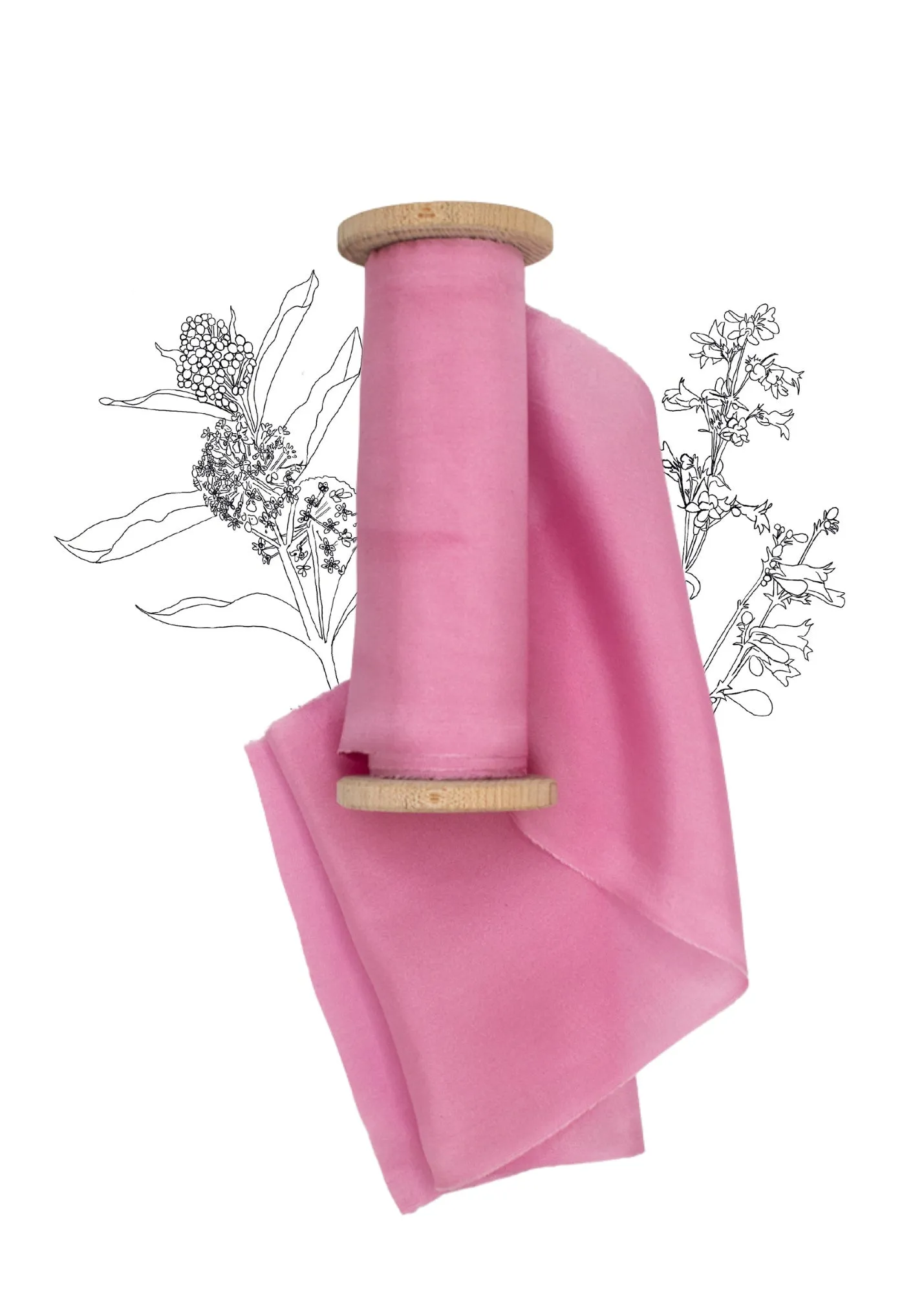 Prairie Smoke Pink Habotai Silk Ribbon