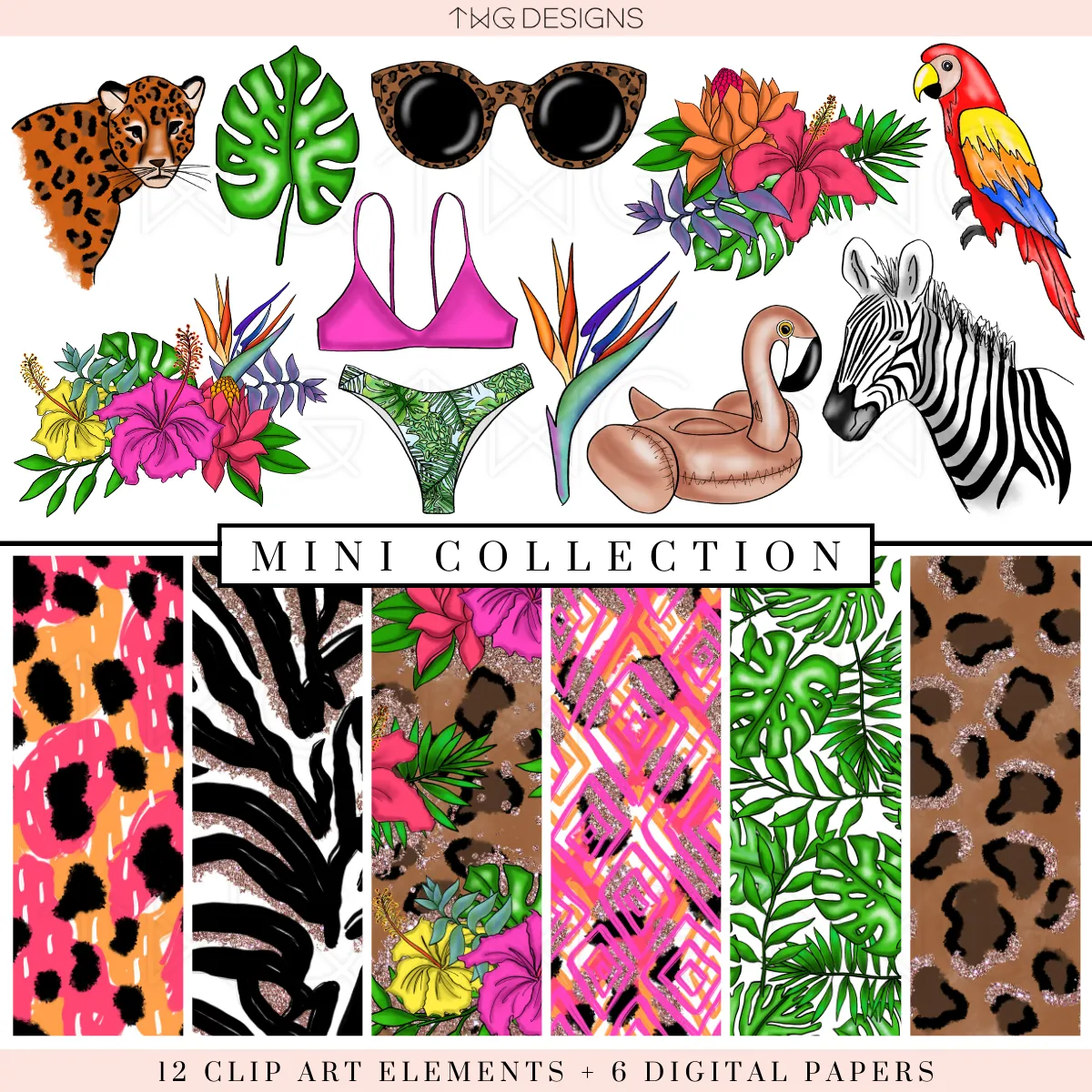 Pretty Wild Clipart   Pattern Bundle
