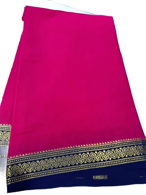 Pure Mysore Real Gold & Silver Zari Designer Silk Saree
