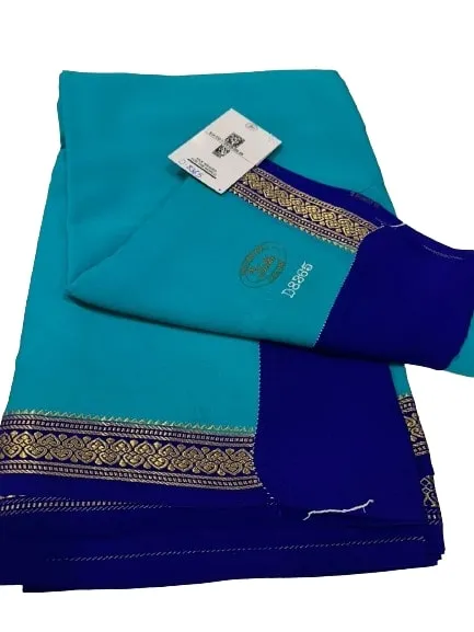 Pure Mysore Real Gold & Silver Zari Designer Silk Saree