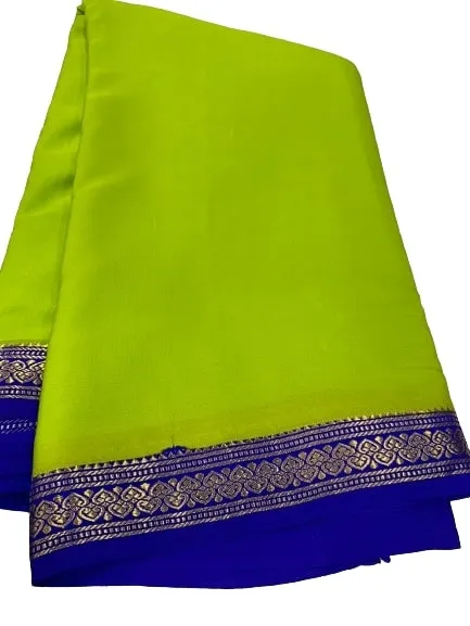 Pure Mysore Real Gold & Silver Zari Designer Silk Saree