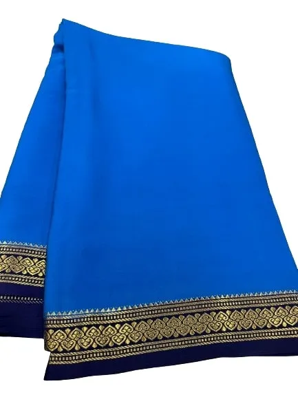 Pure Mysore Real Gold & Silver Zari Designer Silk Saree