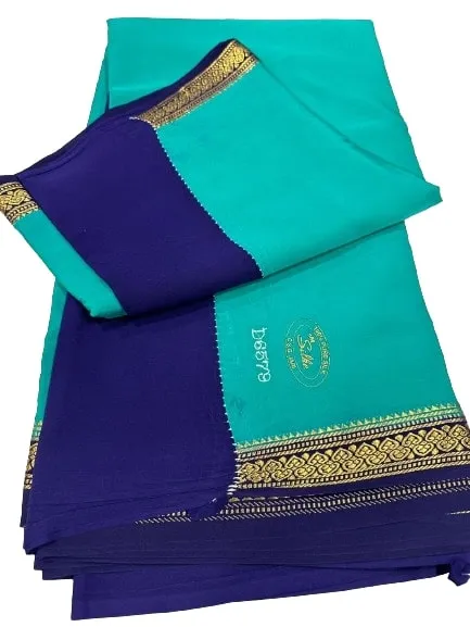 Pure Mysore Real Gold & Silver Zari Designer Silk Saree