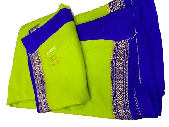 Pure Mysore Real Gold & Silver Zari Designer Silk Saree