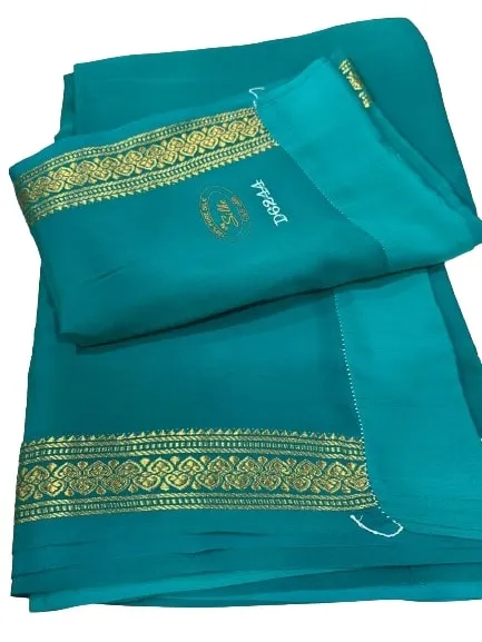 Pure Mysore Real Gold & Silver Zari Designer Silk Saree