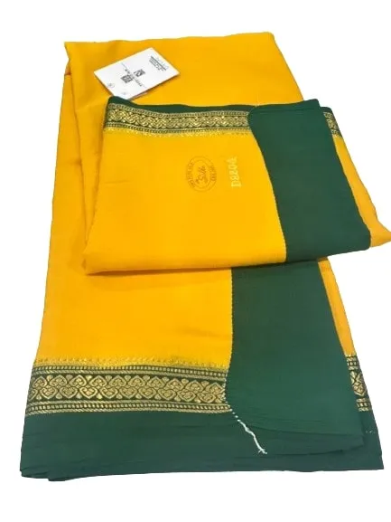 Pure Mysore Real Gold & Silver Zari Designer Silk Saree