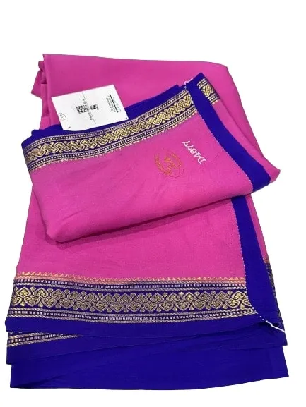 Pure Mysore Real Gold & Silver Zari Designer Silk Saree
