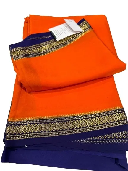 Pure Mysore Real Gold & Silver Zari Designer Silk Saree