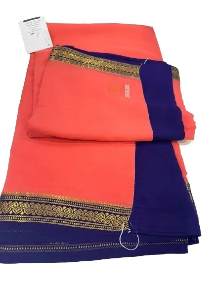 Pure Mysore Real Gold & Silver Zari Designer Silk Saree