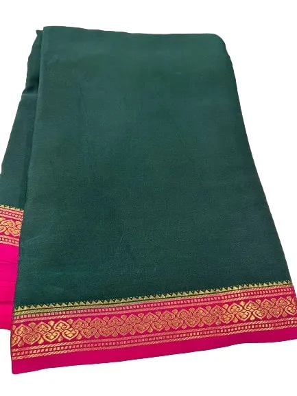 Pure Mysore Real Gold & Silver Zari Designer Silk Saree