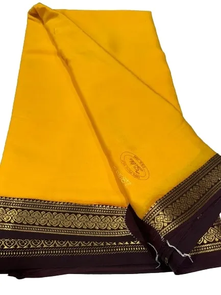 Pure Mysore Real Gold & Silver Zari Designer Silk Saree