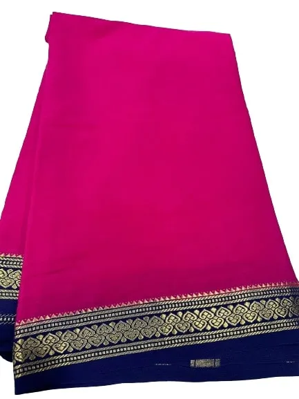 Pure Mysore Real Gold & Silver Zari Designer Silk Saree
