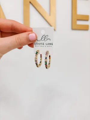 Rainbow Rhinestone Hoops