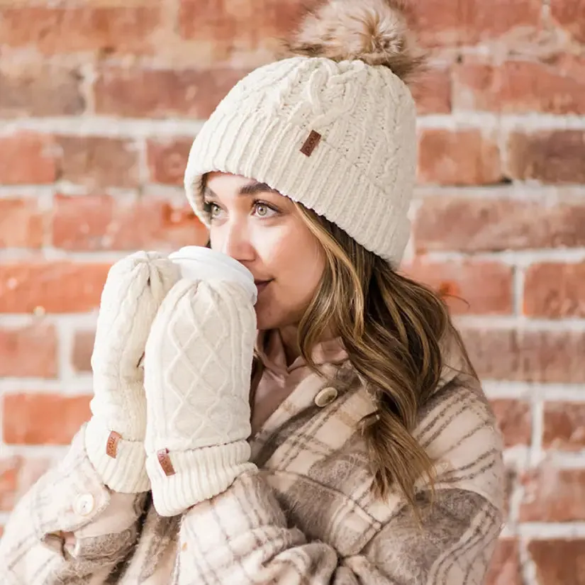 Recycled Mittens - Chenille Knit Cloud