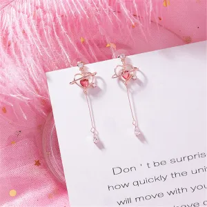 Red Crystal & 18K Gold-Plated Cubic Zirconia-Accent Heart Drop Earrings