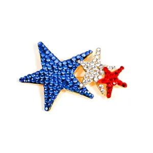 Red, White, Blue Rhinestone Star Brooch