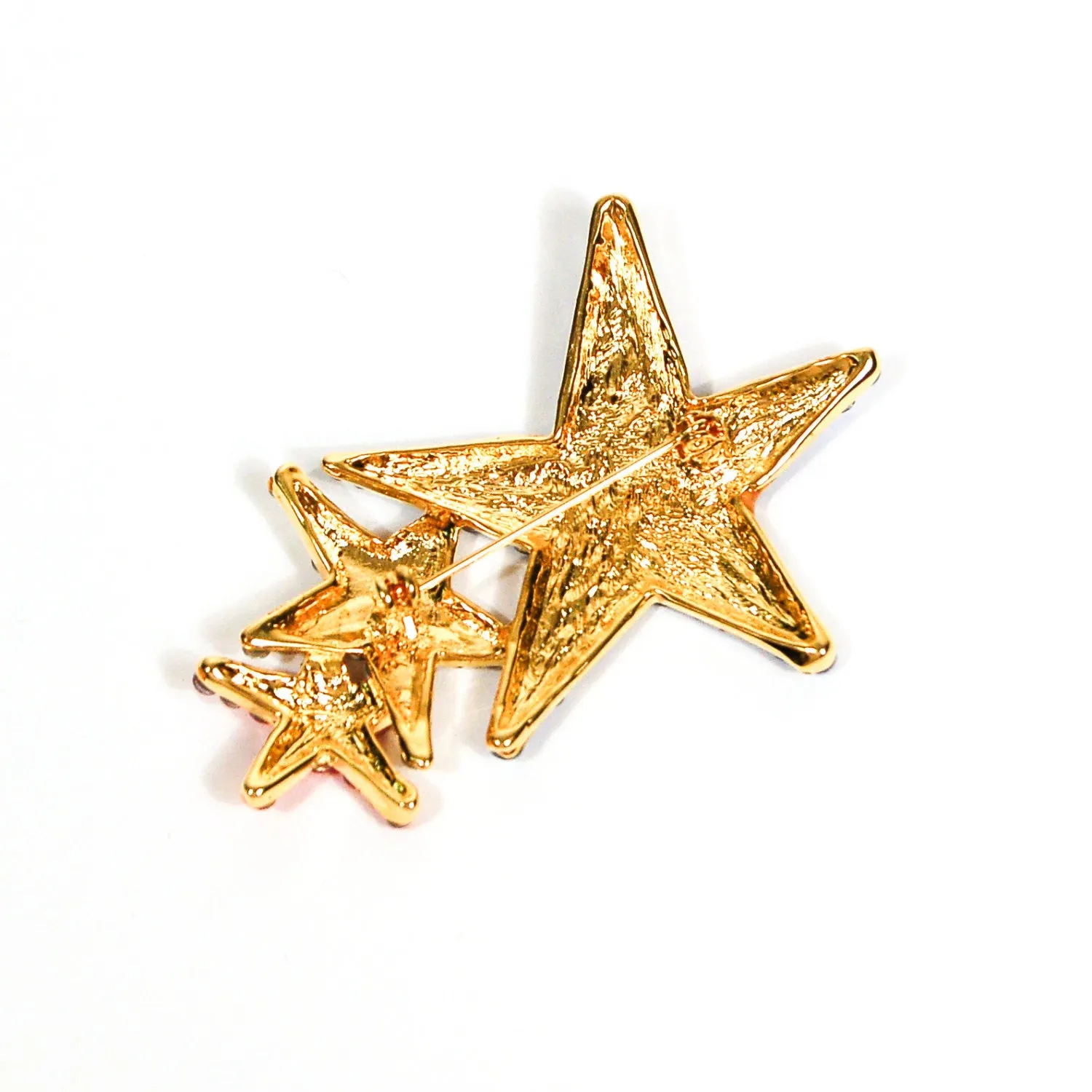 Red, White, Blue Rhinestone Star Brooch