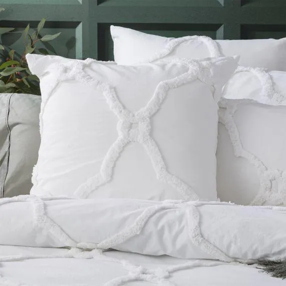 Renee Taylor Moroccan Cotton Chenille Vintage Washed Tufted Quilt Cover Sets - White