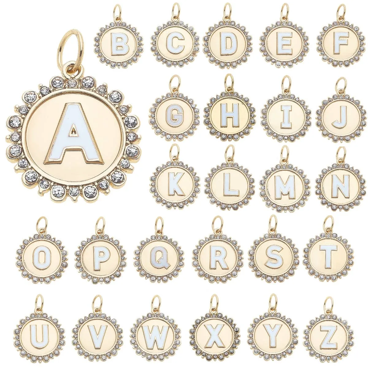 Rhinestone Disc Letter Charms Assortment
