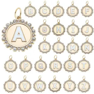 Rhinestone Disc Letter Charms Assortment