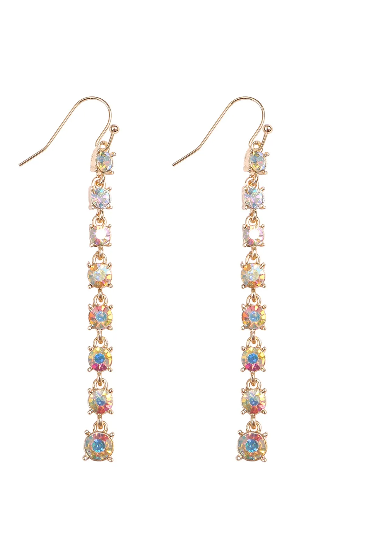 RHINESTONE LINEAR DROP HOOK EARRINGS