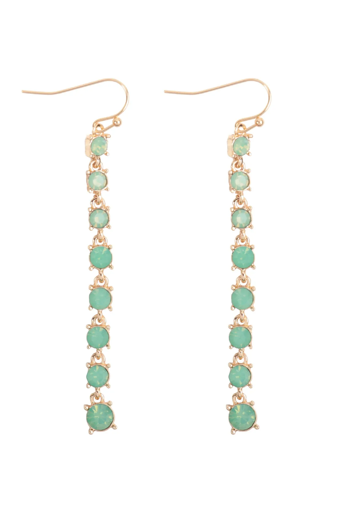 RHINESTONE LINEAR DROP HOOK EARRINGS