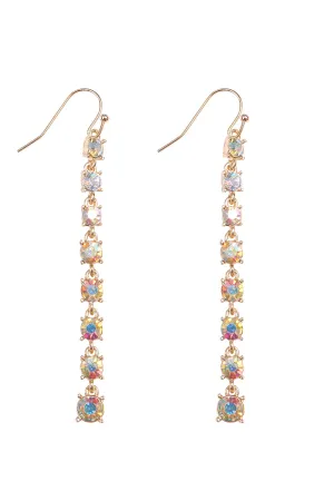 RHINESTONE LINEAR DROP HOOK EARRINGS