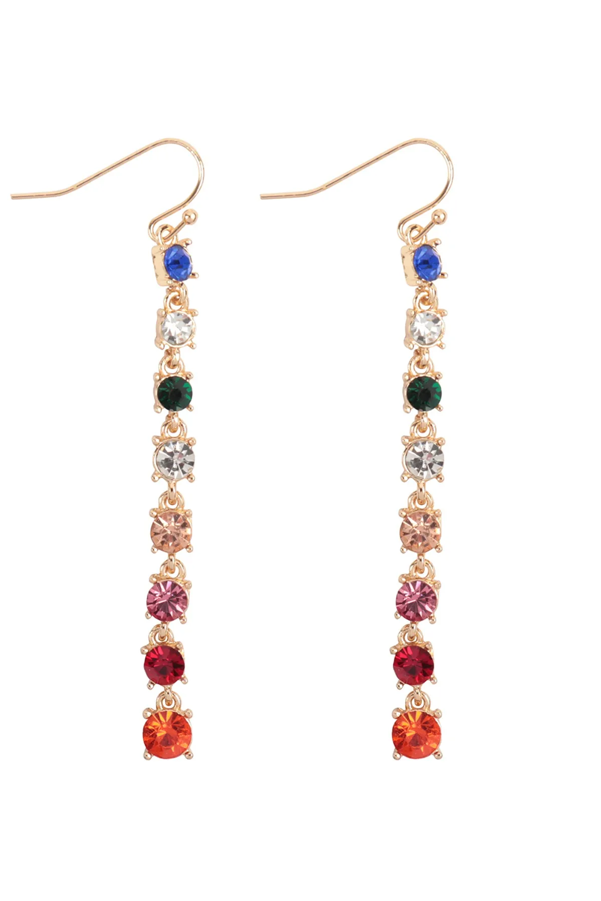 RHINESTONE LINEAR DROP HOOK EARRINGS