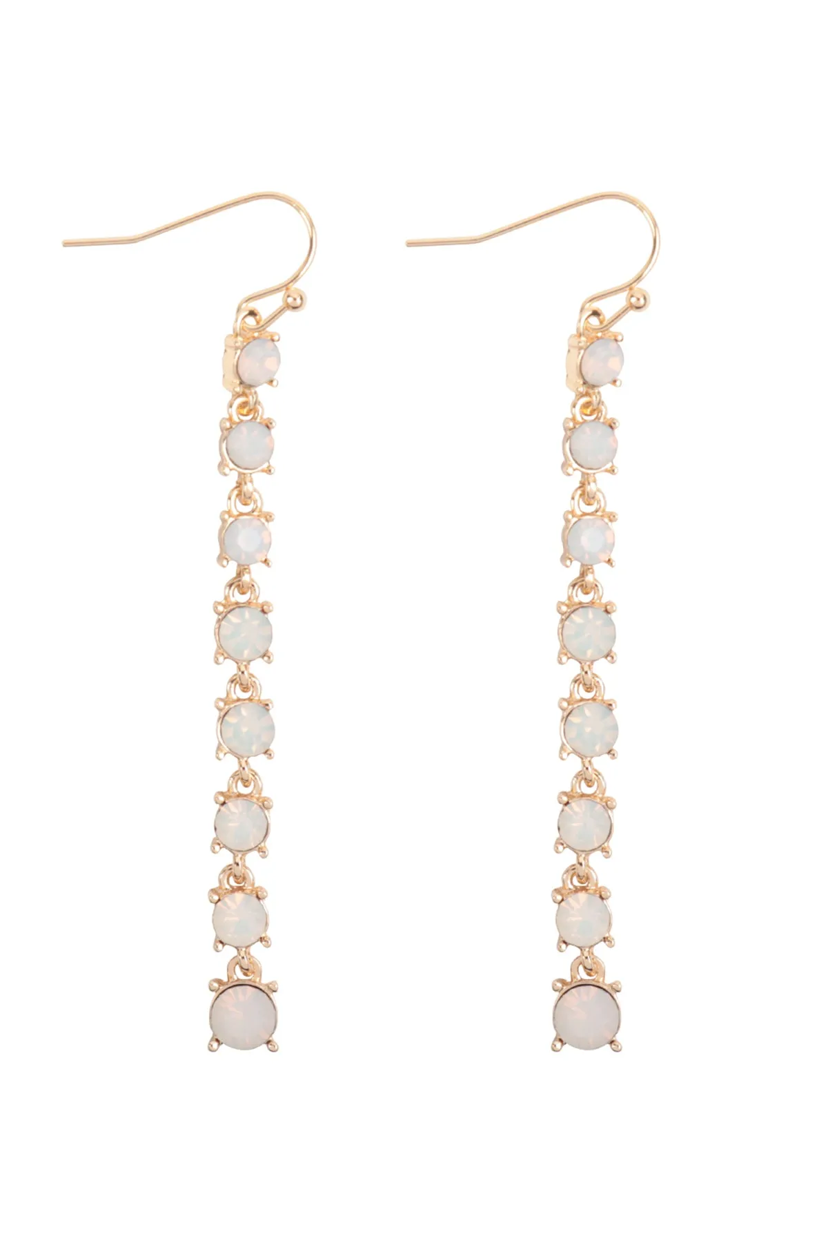 RHINESTONE LINEAR DROP HOOK EARRINGS